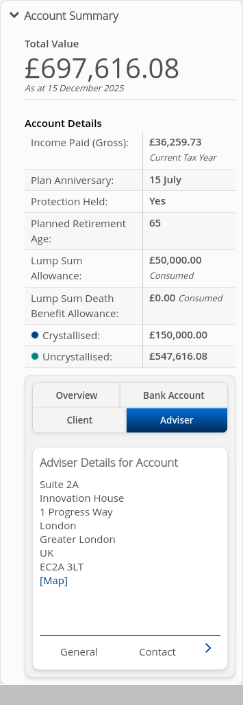 Role-Adviser > 05 Account Summary > Summary tabs